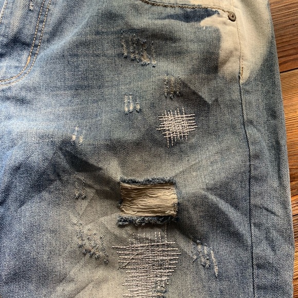 Bleecker & Mercer Mens Blue Distressed Destroyed Jean Shorts Size 34 W Hip Hop - Picture 6 of 14